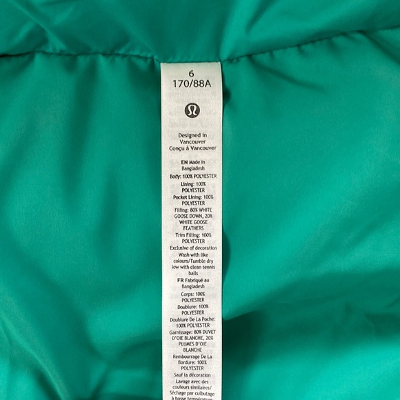 ❤️ Lululemon Wunder Puff Cropped Vest Size 6 Maldives Green NWT - Picture 6 of 10